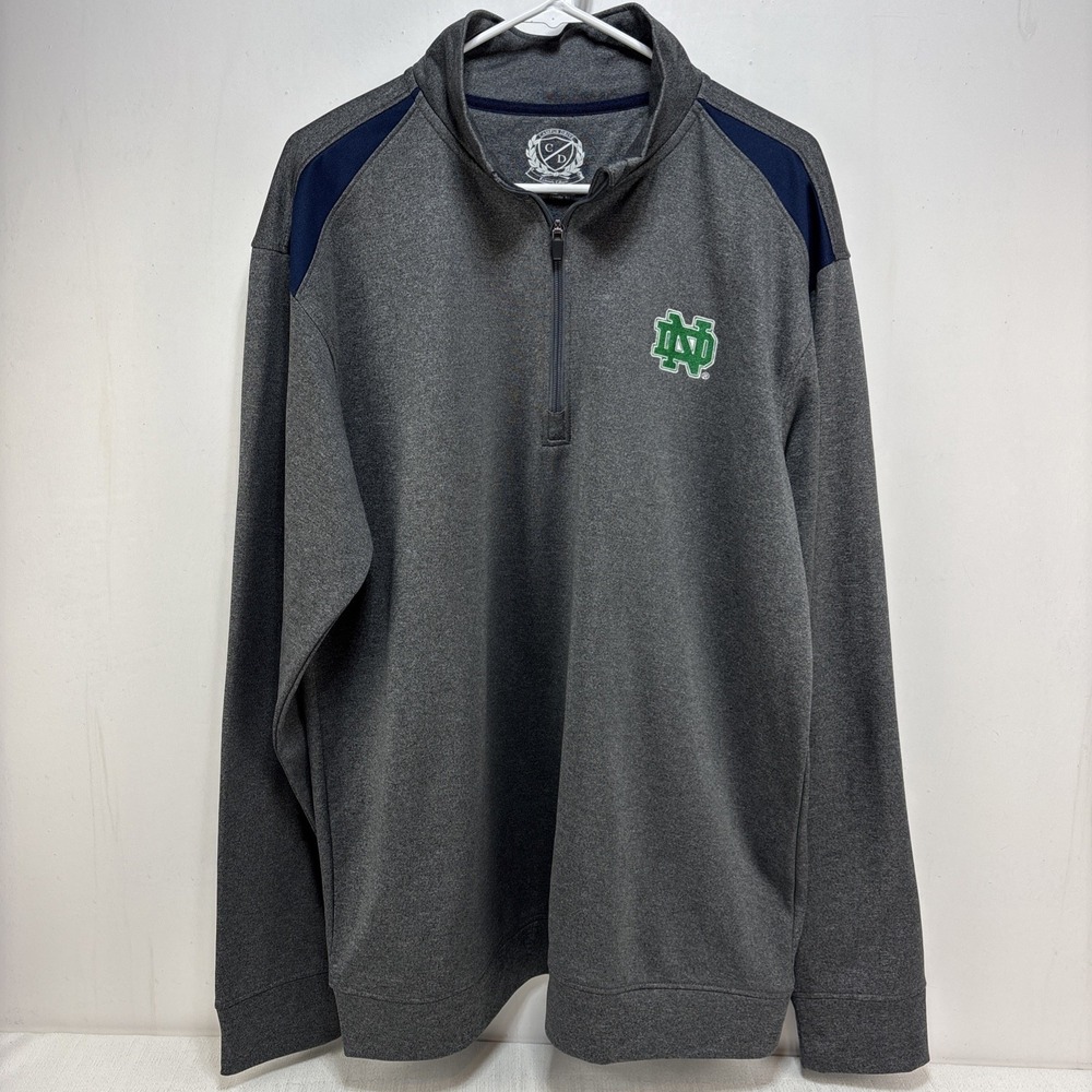 Campus Drive Notre Dame Mens‎ Gray Quarter Zip Sweater Size XL College Sports